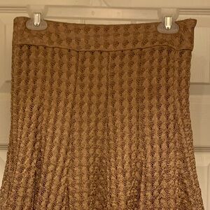 Chic Lace A-Line Skirt in Tan